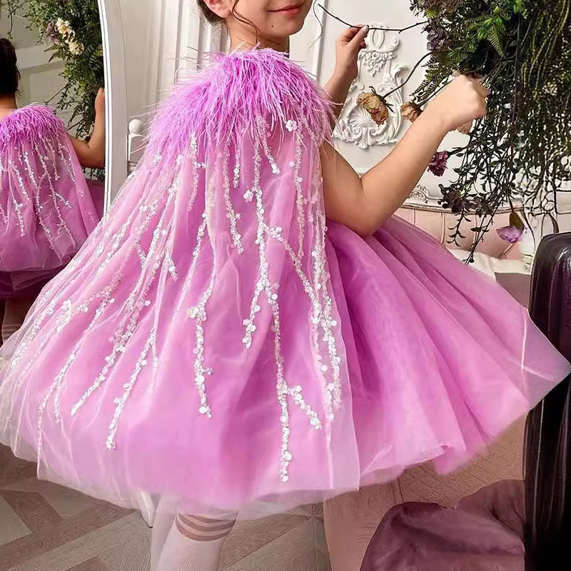 Children's Birthday Bow Dress Girl's Prom Princess Dress