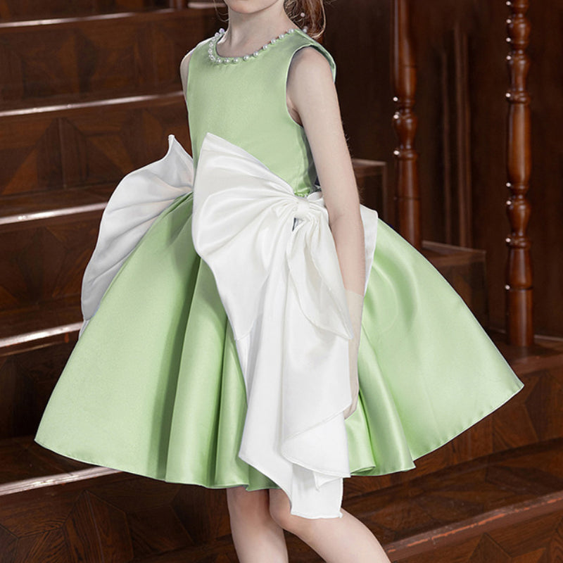 green dress for girls Kids Girls' Satin Party Green Solid Color Wedding Mesh Princess Ballroom Dress, Tulle Dress Flower Girl's Dress Summer Spring Fall 5-6 Experience the elegance and sophistication of the Sugar Kayne C355 One Shoulder Ruffle Embellished bodice Organza Ballgown EASEDAILY Light up Girls Dress