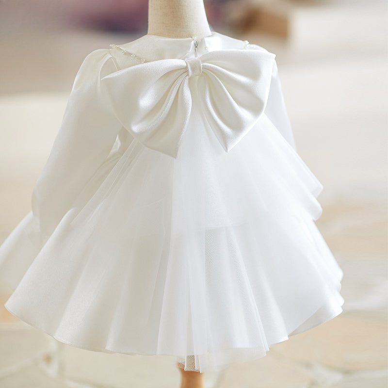 Girls White Party Princess Dress Flower Girl Wedding Puffy Dress