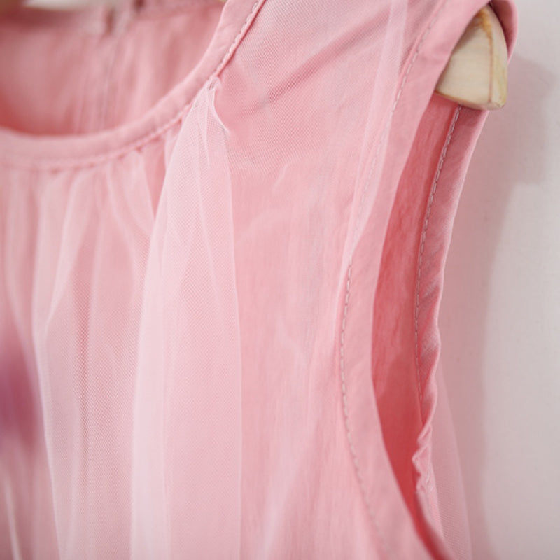 Summer New Girls Candy Color Bow Sleeveless Dress