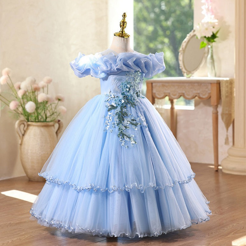 Girls Beauty Pageant Dress Flower Girl Wedding Princess Dress Children's Birthday Dress