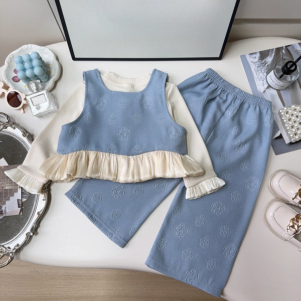 Cute Girls Sleeveless Vest Set Vest Pants Two-piece Set