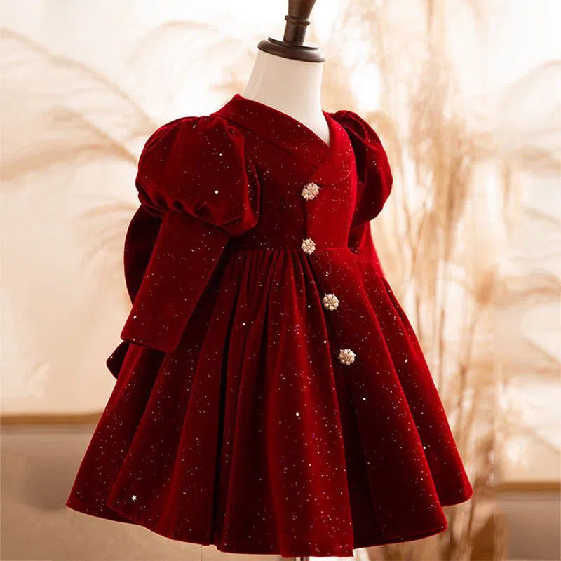 Christmas Dress Baby Girl Red Cake Dress Birthday Dress Festival Dress