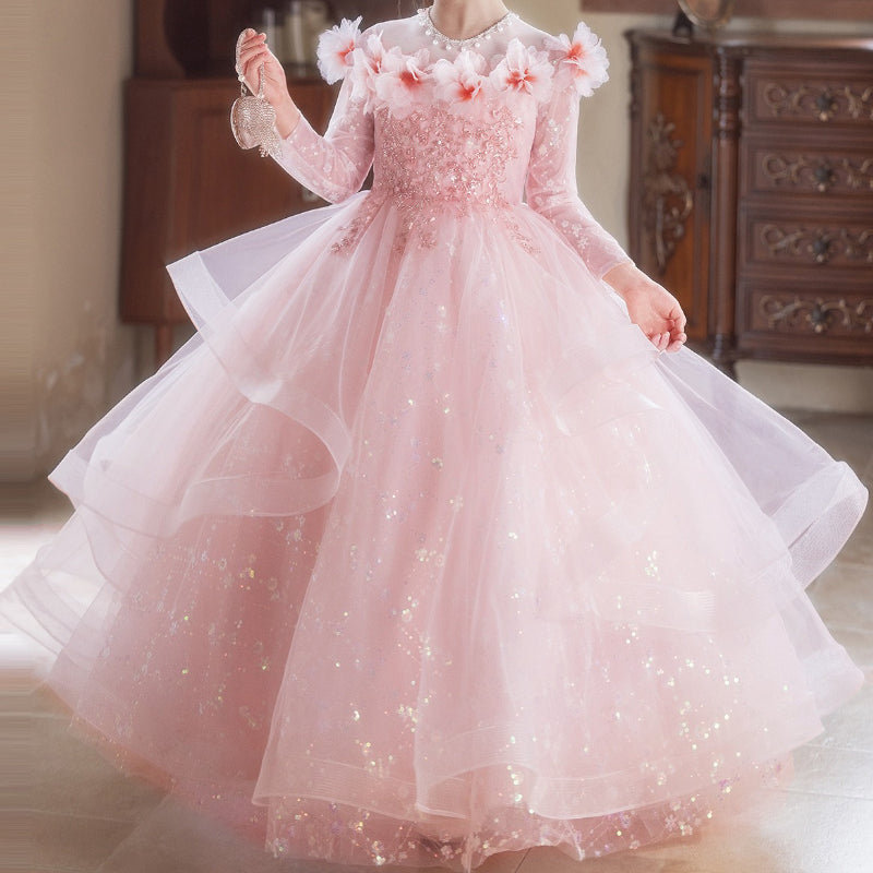 children's formal dress Girls Dresses Accessories pictured are NOT included rose gold sequin flower girl