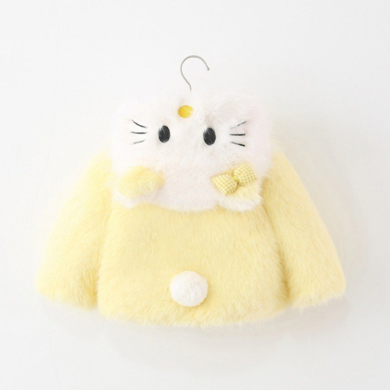 Girls' Winter Thickened Warm Hooded Cartoon Coat