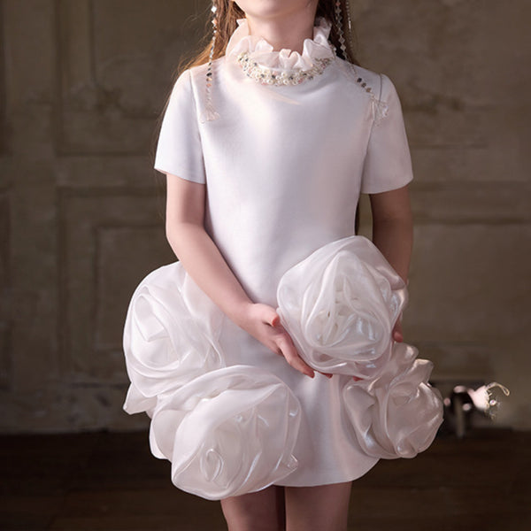White Girls Birthday Princess Dress Flower Girl Wedding Dress