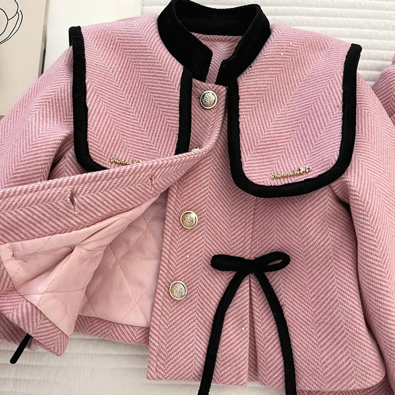 Girls' Winter Coat Casual Pants Two-Piece Set