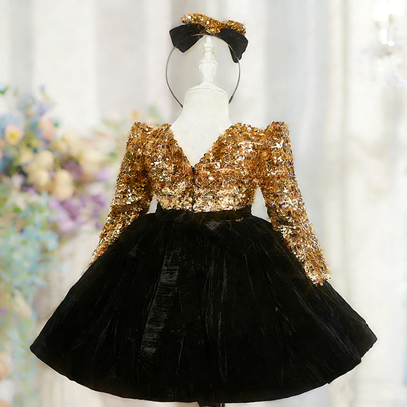 glitter dresses for birthday Kids Girls Glitter Puffy Sequin Princess Birthday Dresses – Children's  Territory a Unit of VIC&SI LLC main image 1