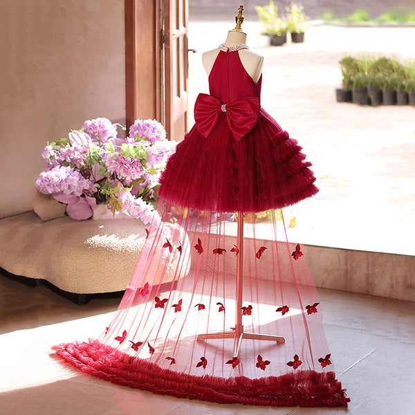 Girls Birthday Dress Children's Red Party Dress Flower Girl Princess Dress