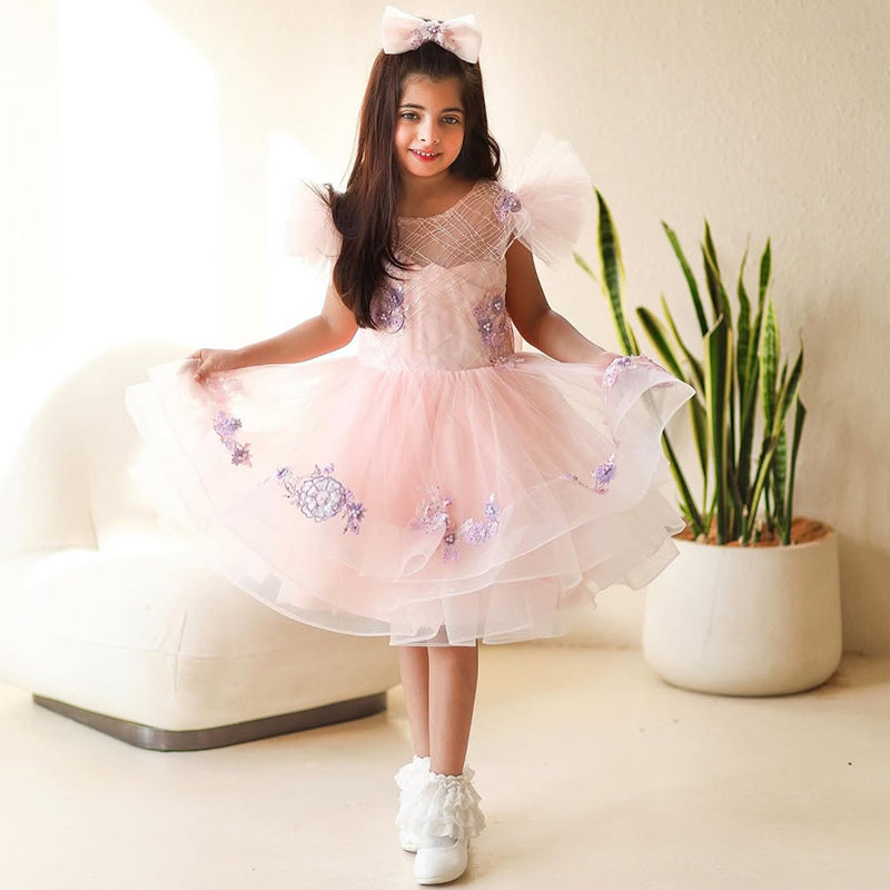 Elegant Girls Ball Gown Embroidery Flower Girl Dress Toddler Birthday Princess Dress