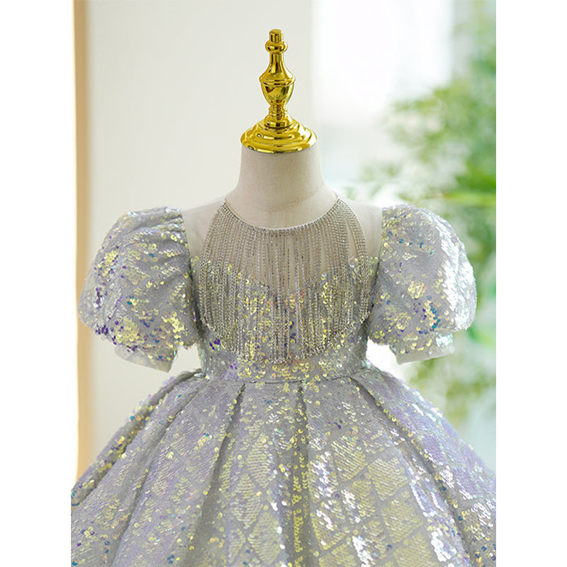 Girls Cute Sequins Pageant Dress Toddler Birthday Princess Dress