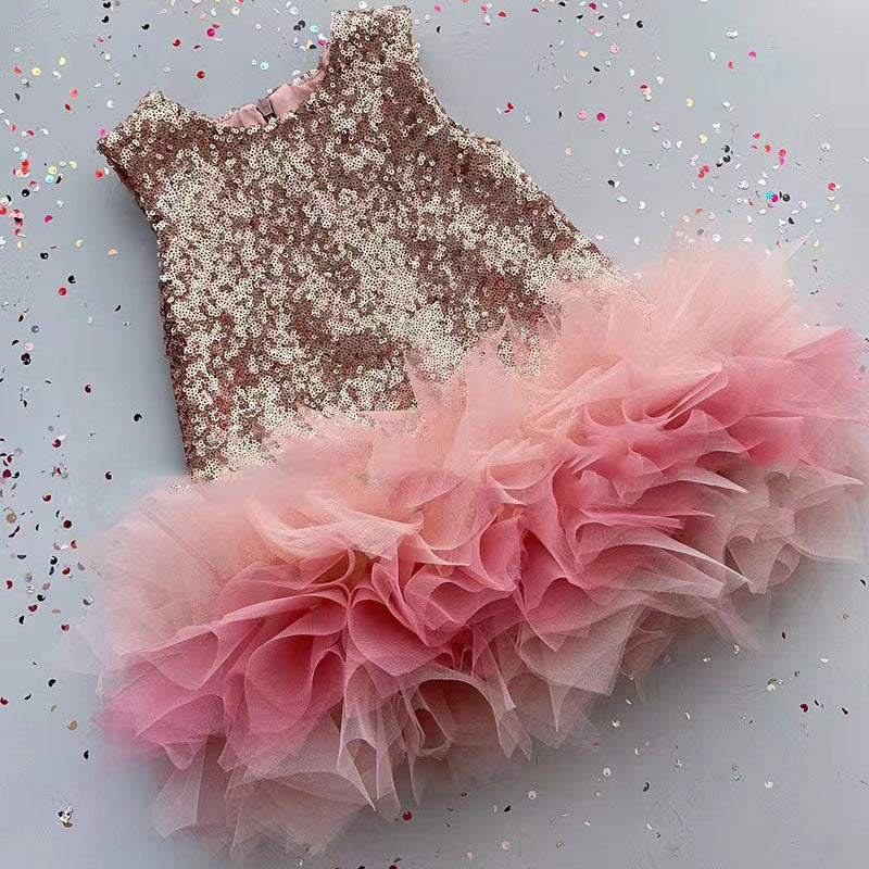 Baby Girl Splicing Fluffy Mesh Pageant Dress