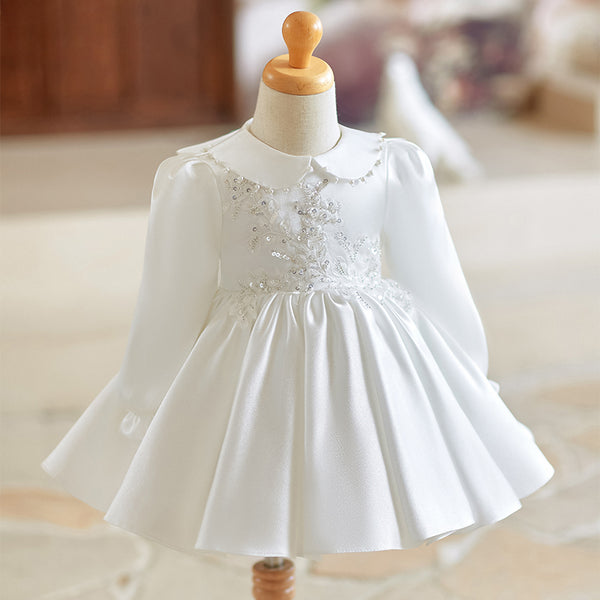 Girls White Party Princess Dress Flower Girl Wedding Puffy Dress