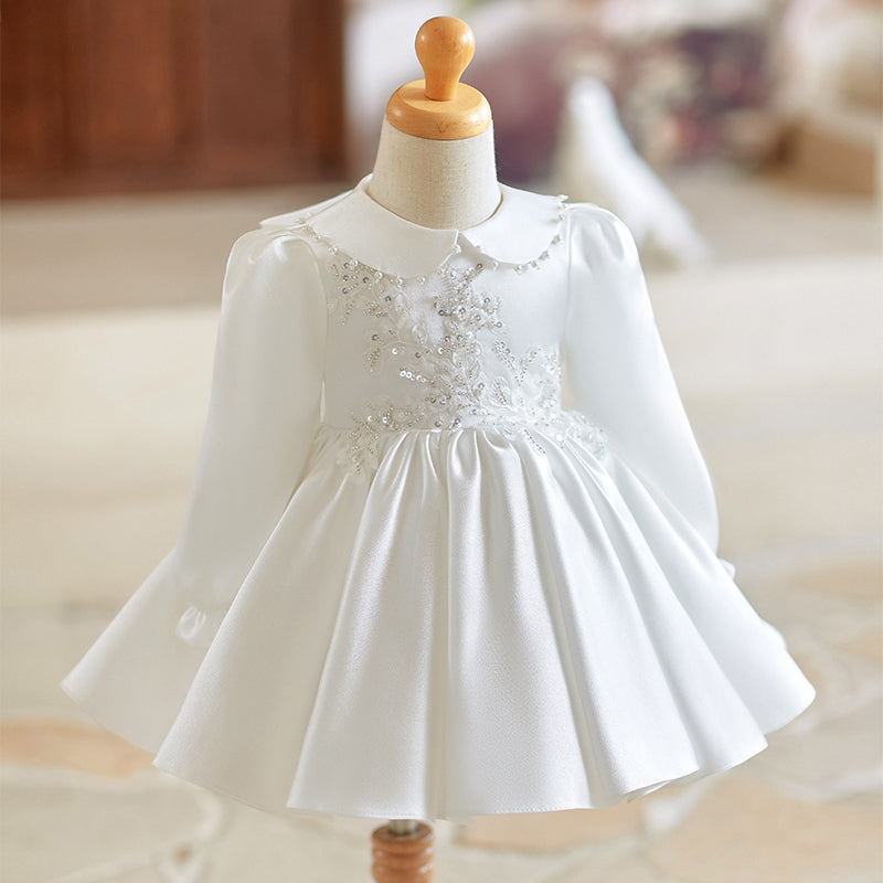 Girls White Party Princess Dress Flower Girl Wedding Puffy Dress