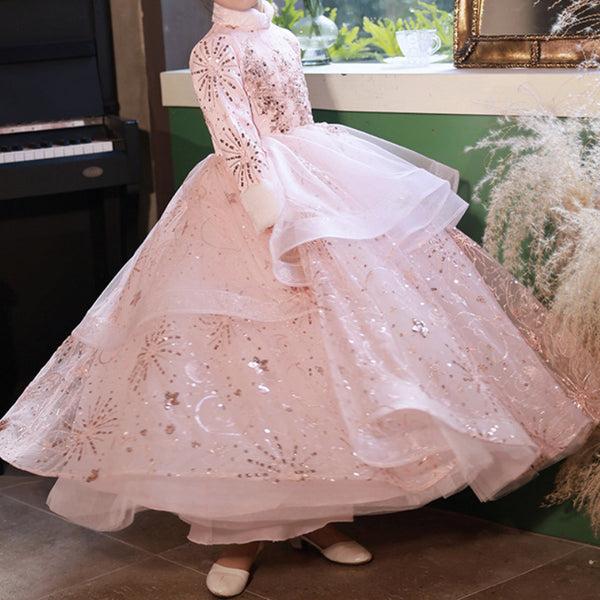 Girls Birthday Pink Princess Dress Flower Girl Dress