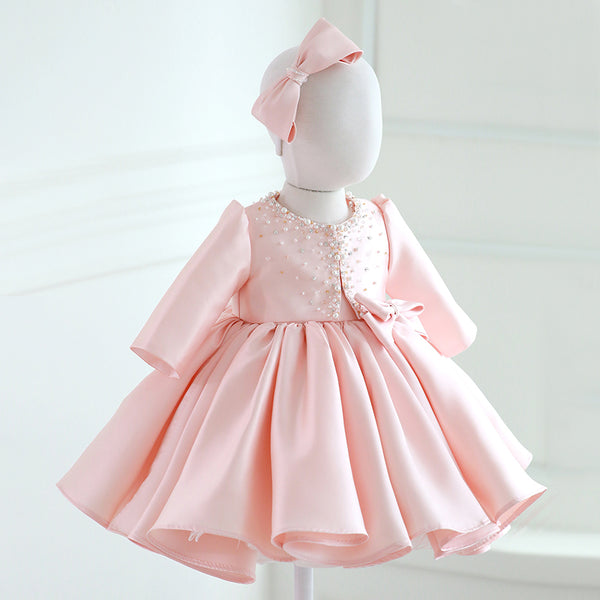 Cute Baby Girl Autumn Puffy Dress Toddler Birthday Bow-knot Princess Dress