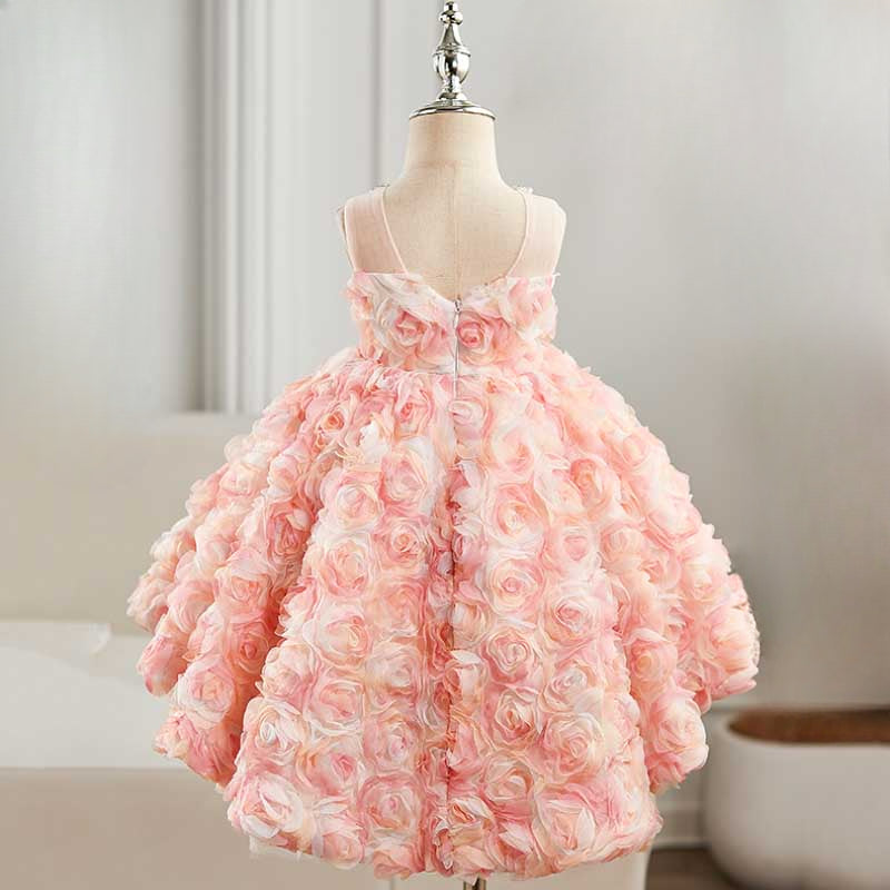 Girls Pink Birthday Dress Flower Girl Wedding Dress Princess Dress