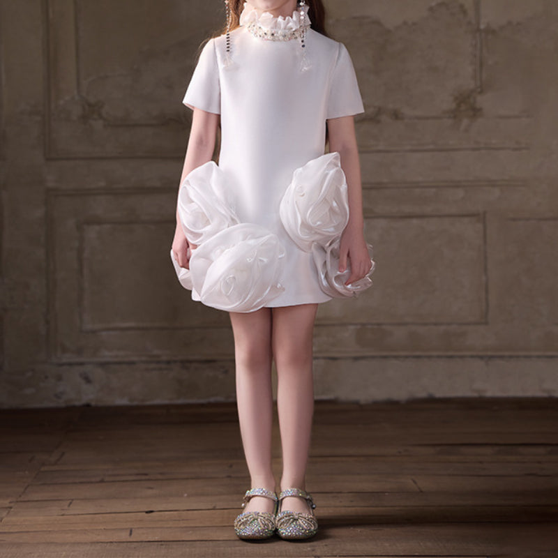 White Girls Birthday Princess Dress Flower Girl Wedding Dress