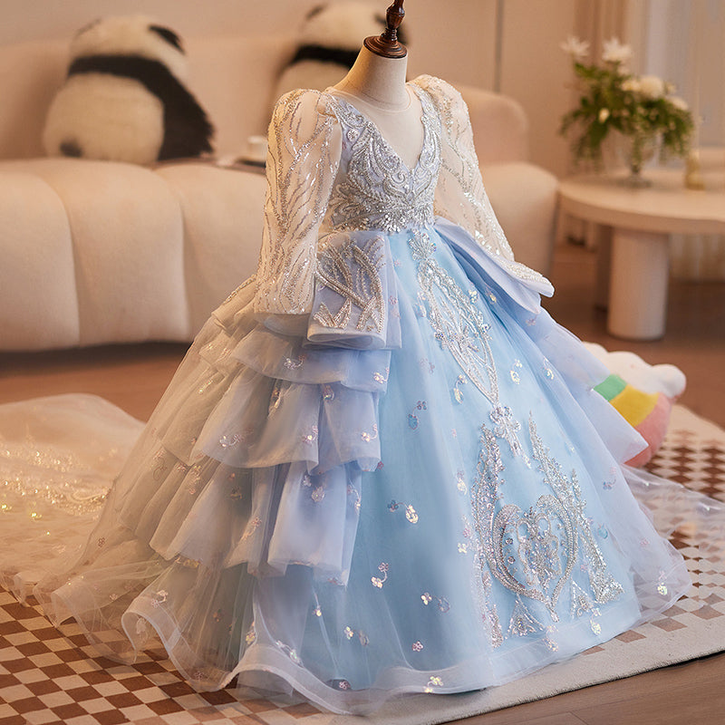 Girls Birthday Princess Dress Flower Girl Wedding Dress Trailing Dress