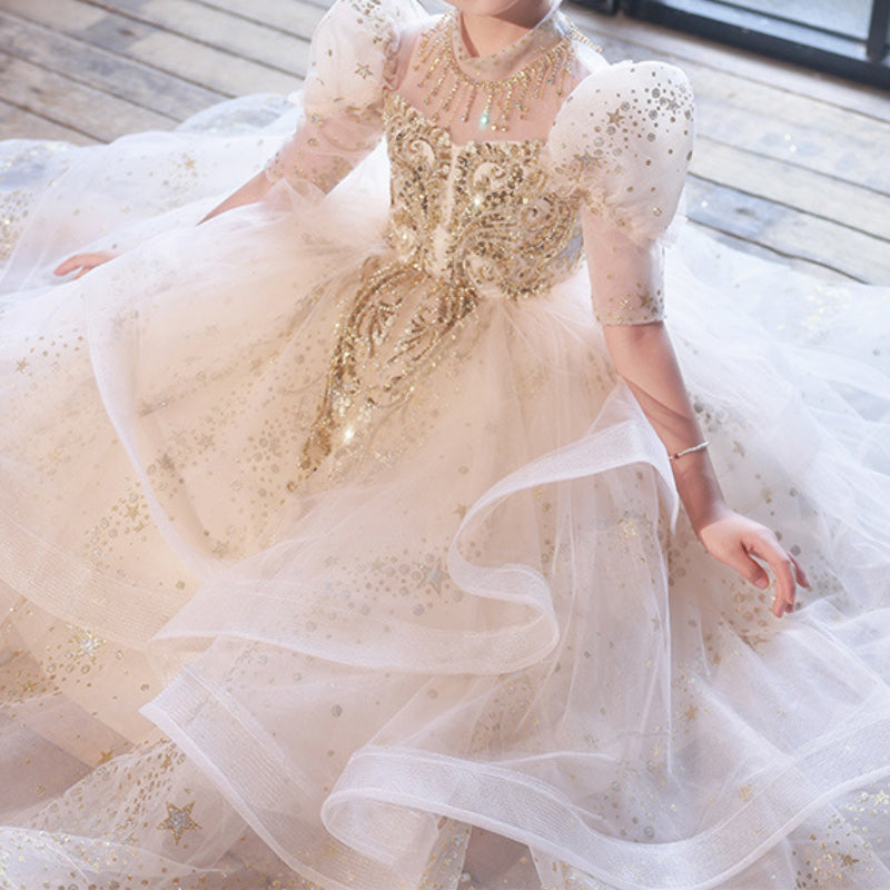 Flower Girl Wedding Dress Girl Birthday Party Princess Dress