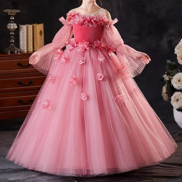 Girls Pink Dress Girls Prom Dress Girls Birthday Puffy Princess Dress