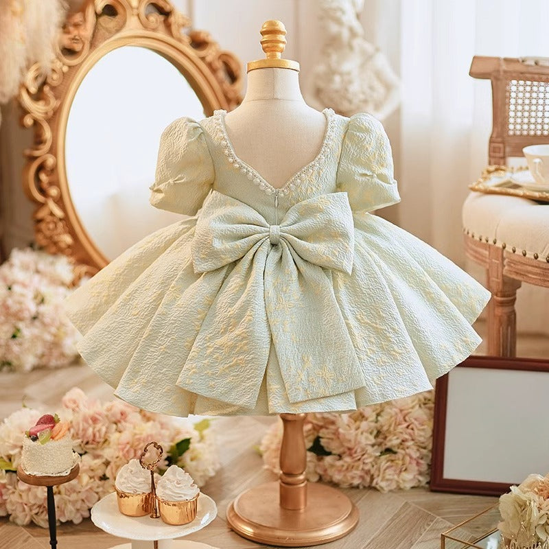 Girls Birthday Dress Baby Communion Dress Flower Girl Green Princess Dress