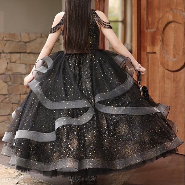 Elegant Girls Prom Dress Girls Birthday Black Princess Dress