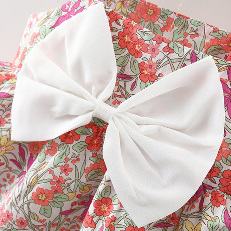 Summer New Girls Floral Suspender Shorts Two-piece Suit