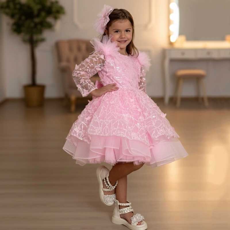 cute pink birthday dresses New Girls Dress Flower Girl Princess Dress Amazon.com: FuzhBeii A-Line Prom 5 Years (120cm) 64 Puffy Sleeves Women's size:XS