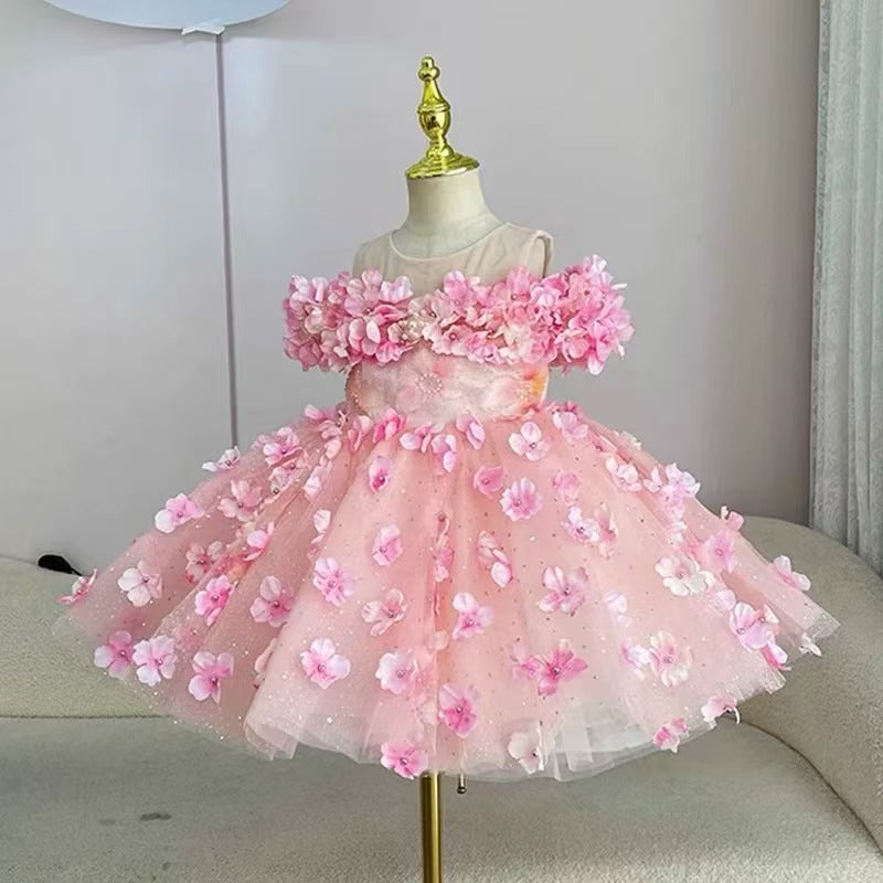 Flower Girl Pink Dress Girls Birthday Princess Dress