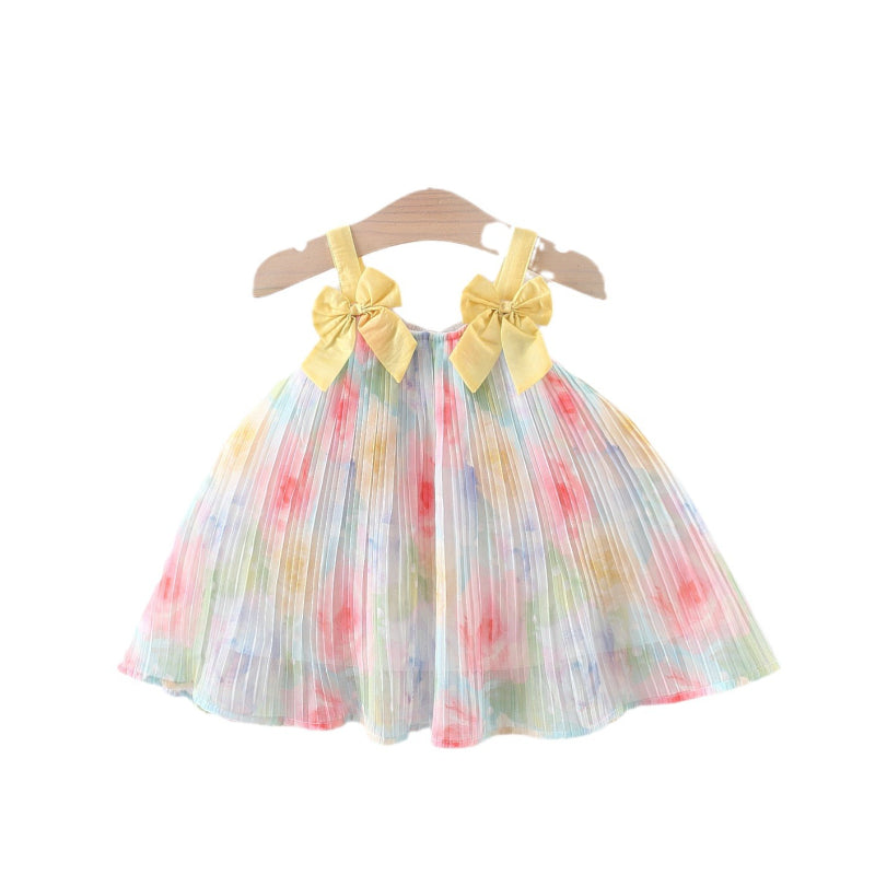 Toddler Dress Cute Baby Bow Strap Rainbow Dress