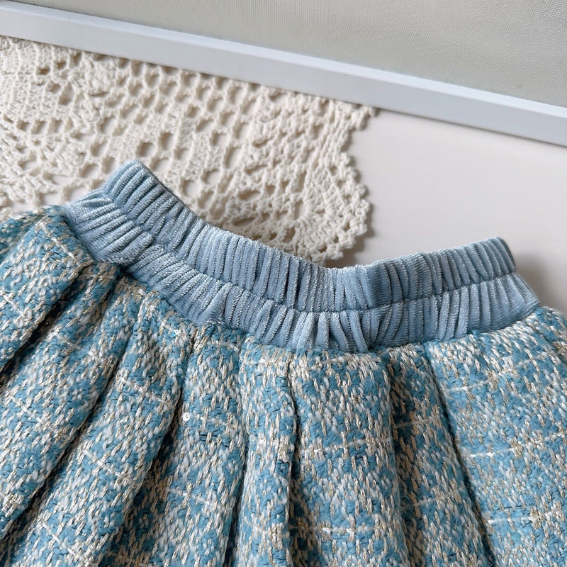 Girls' Cute Autumn Jacket and Pleated Skirt Two-piece Set