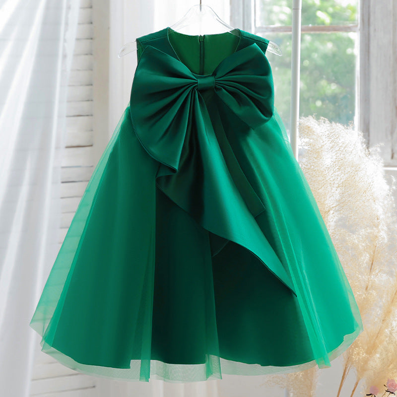 First Communion Dress Girl Formal Princess Dress Summer Bowknot Birthday Party Dress