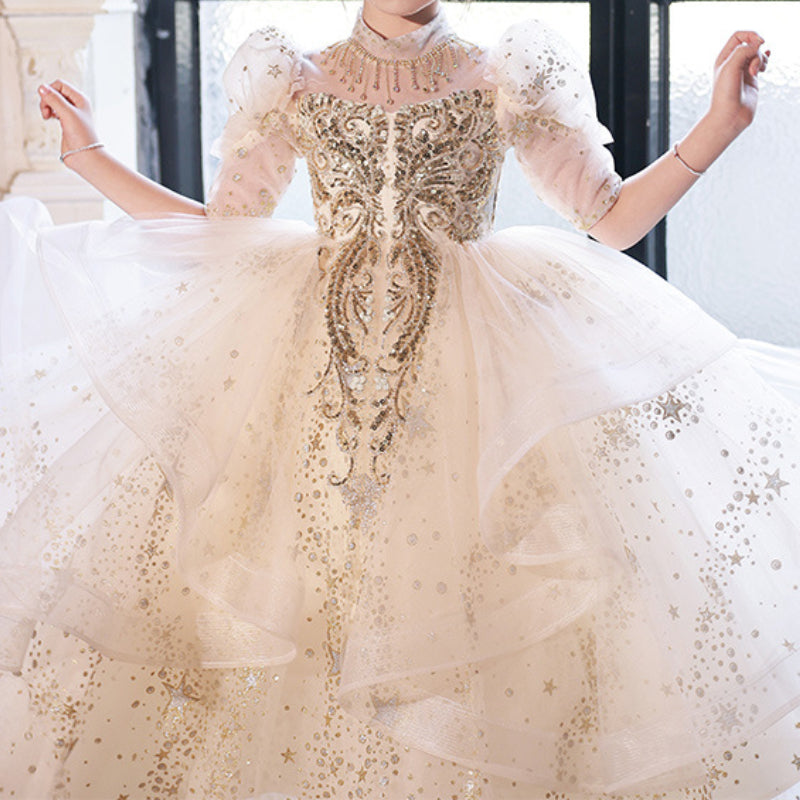 Flower Girl Wedding Dress Girl Birthday Party Princess Dress