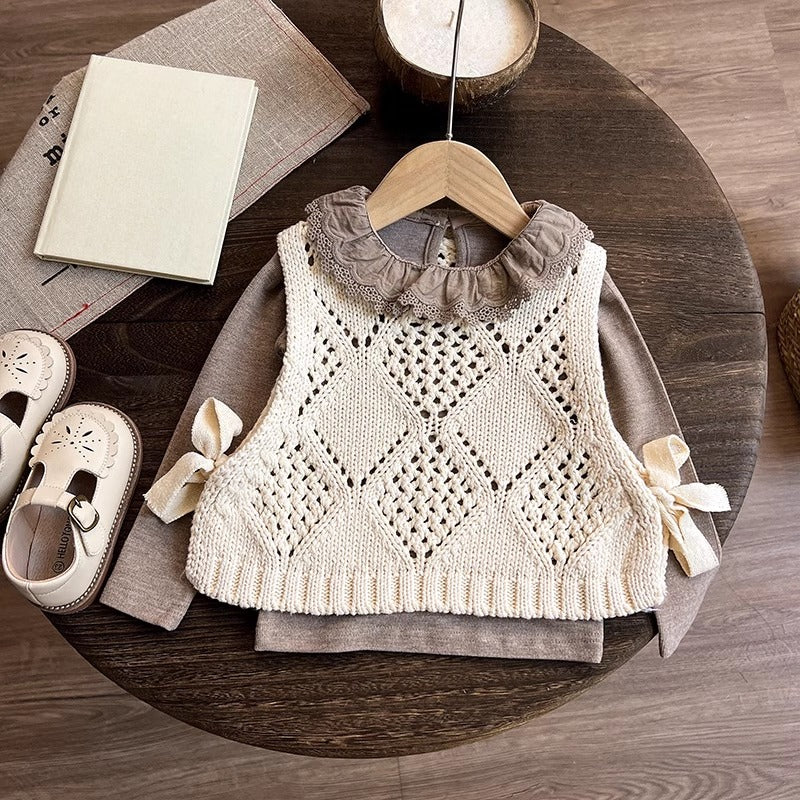 New Baby Girl's Bottoming Shirt Vest and Pants Three-piece Set