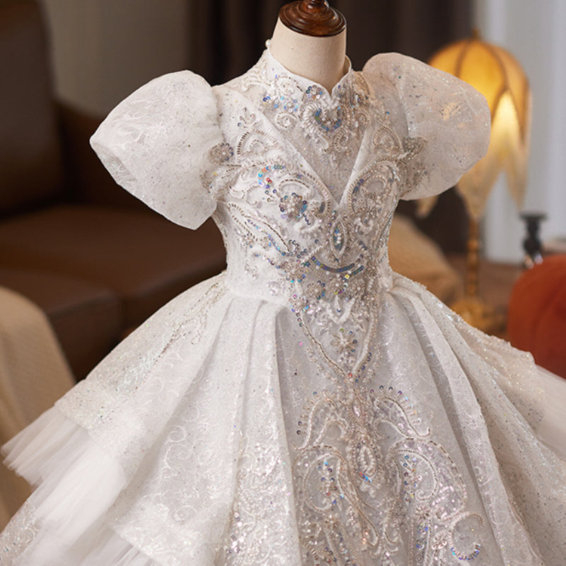 Girls Elegant Wedding Dress Children Birthday Princess Dress