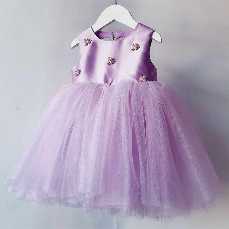 Girl Formal Dresses Baby Girl Easter Dress Princess Party Dress Toddler Summer Purple Mesh Puffy Party Dress