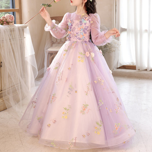 Elegant Baby Floral Mesh Flower Girl Dress for Toddler Girl Formal Dress