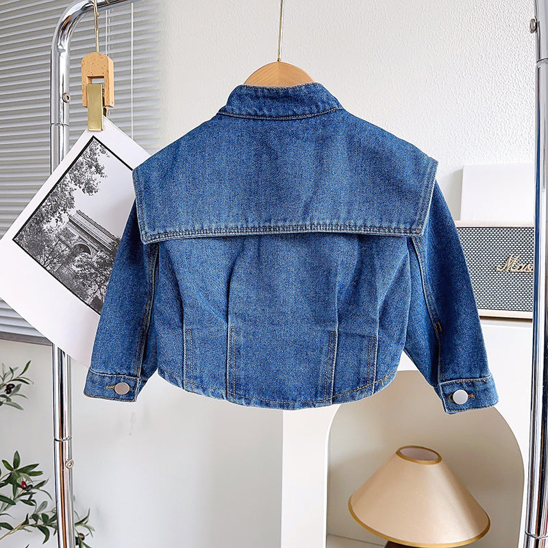 Girls Lapel Denim Suit Children's Two-piece Suit