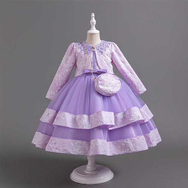 Children's Princess Dress Long Sleeve Round Neck Dress
