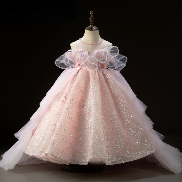 Luxurious Girls Beauty Pageant  Puffy Dress Toddler Birthday Party Ball Gown