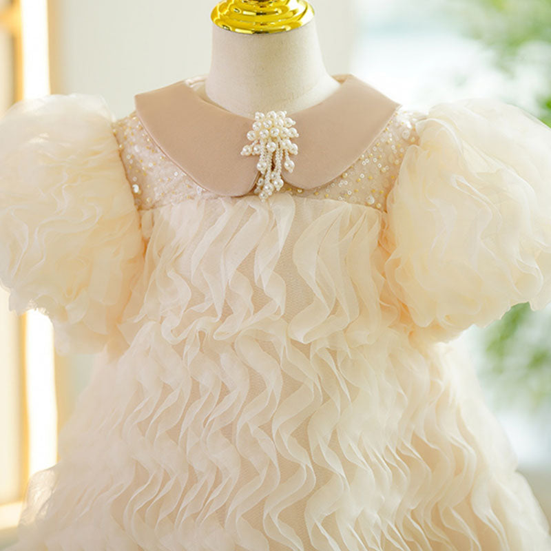 Baby Girl Wedding Party Puff Sleeve Doll Collar Communion Princess Dress