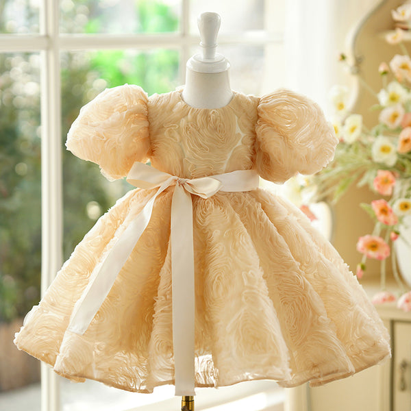 Elegant Baby 1st Birthday Dress Toddler Flower Girl Puff Princess Dress