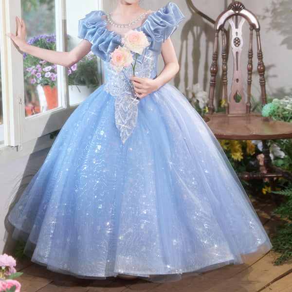 Girls Blue Dress Girls Birthday Princess Dress Children's Beauty Pageant Dress