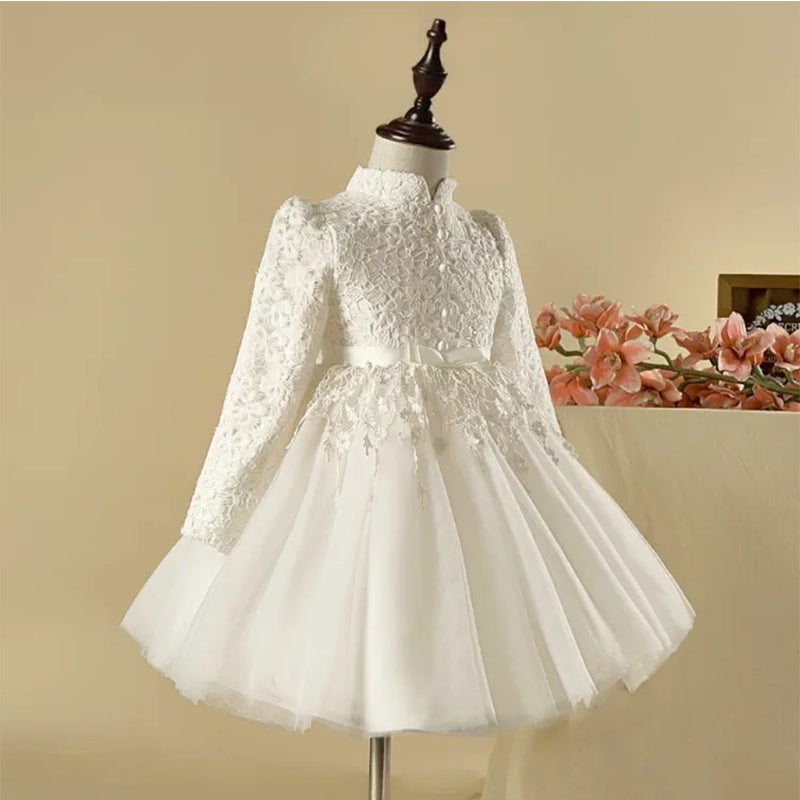Children's Dress Long Sleeve Princess Dress Fluffy Flower Girl Wedding Dress