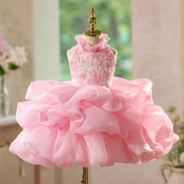 Girls Pink Birthday Dress Flower Girl Princess Dress Girls Prom Dress