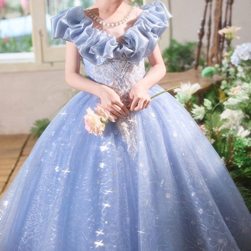 Girls Blue Dress Girls Birthday Princess Dress Children's Beauty Pageant Dress