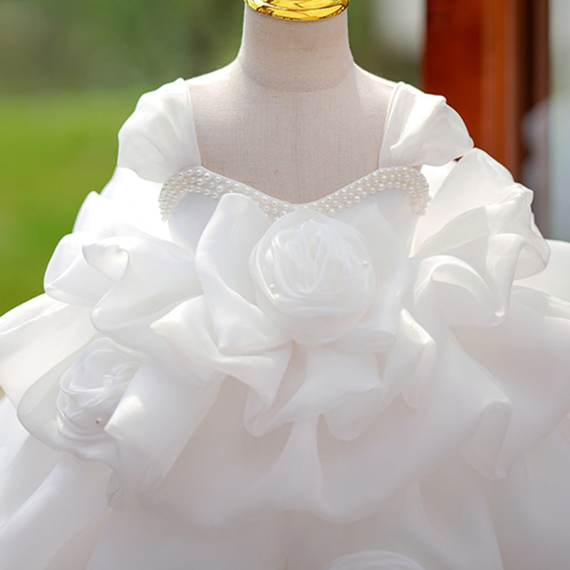 Cute Baby Girl Fluffy Beauty Pageant Dress Toddler Birthday Party Ball Gown