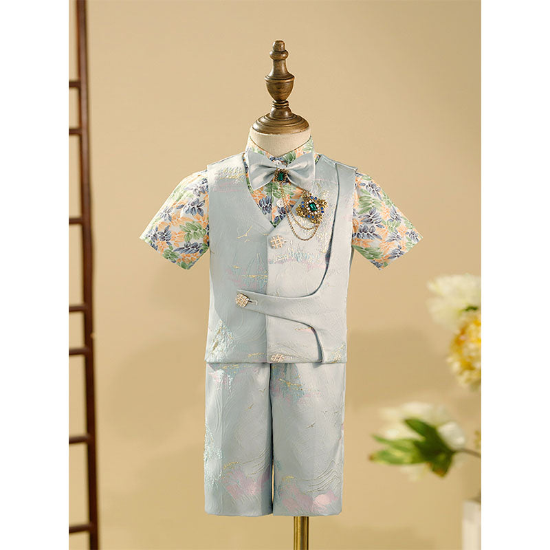 Baby Boy's British Style One-year-old Dress Floral Shirt Suit