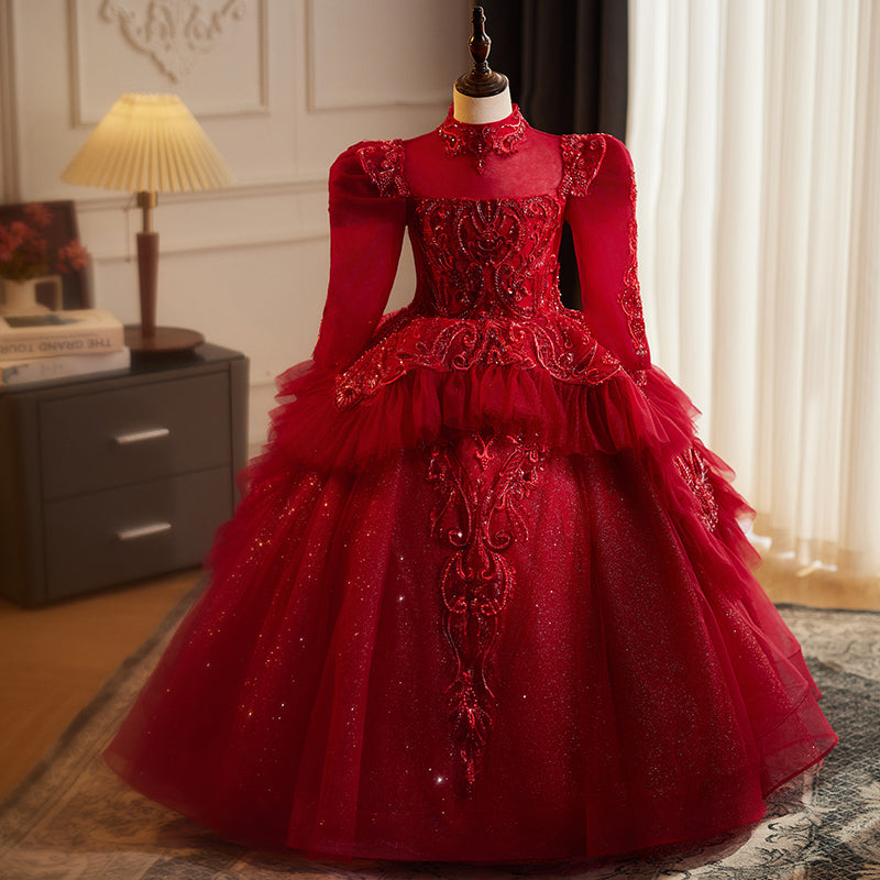 Elegant Baby Girls Beauty Pageant Mesh Puffy Princess Dress Toddler Birthday Party Evening Dress, Red / 9-10 Years (150cm) Elegant Baby Girls Beauty Pageant Mesh Puffy Princess Dress Toddler Birthday Party Evening Dress, Red / 9-10 Years (150cm)